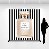 Lofaris Champagne Perfume Black Stripe Custom Birthday Backdrop